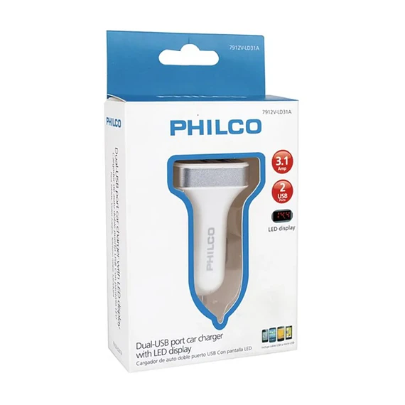 CARG CEL 12V USB A X2 PHILCO LED