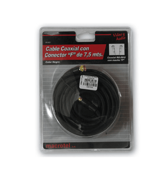 CABLE COAXIAL RG59 F 7.5MTS BLACK