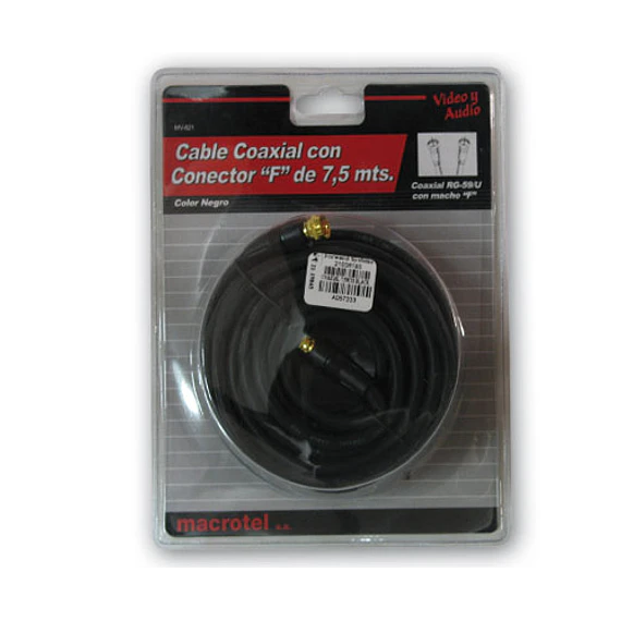 CABLE COAXIAL RG59 F 7.5MTS BLACK