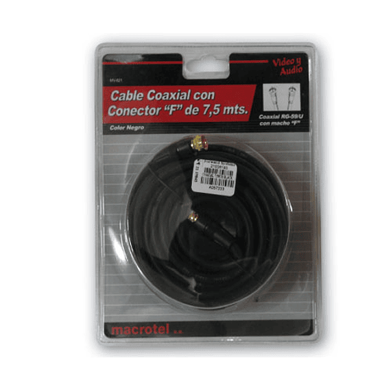 CABLE COAXIAL RG59 F 7.5MTS BLACK