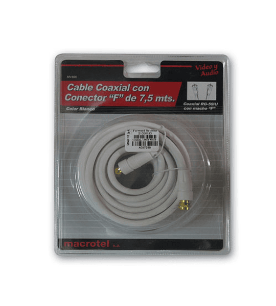 CABLE COAXIAL RG59 F 7.5MTS WHITE
