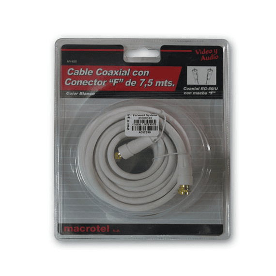 CABLE COAXIAL RG59 F 7.5MTS WHITE