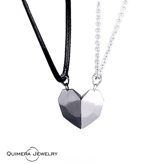 Collar corazón magnético pareja pequeño en plata S925