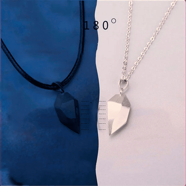 Collar corazón magnético pareja pequeño en plata S925