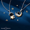 Collar astronautas estrella y luna pareja en plata S925