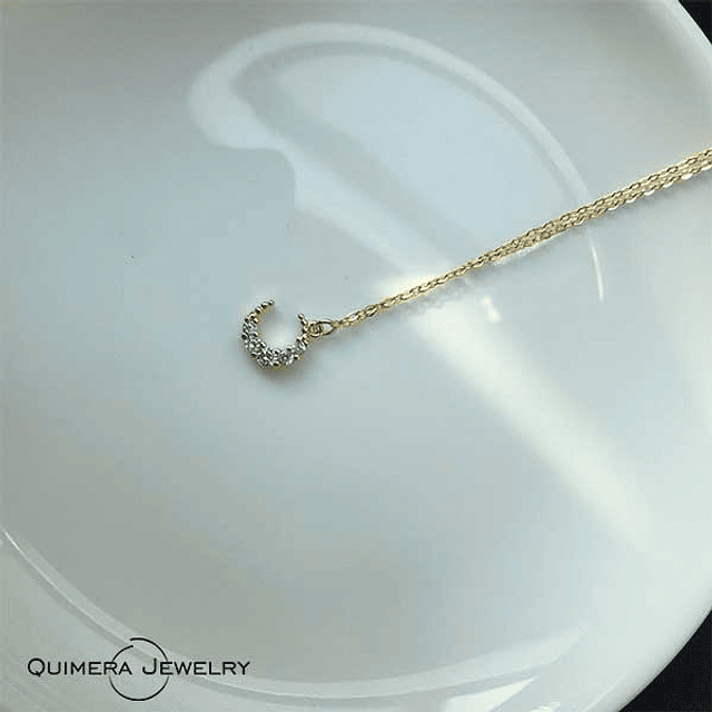 Collar zirconia luna recubrimiento oro plata S925