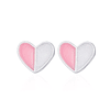 Aretes corazón mitad colores pequeños Plata S925