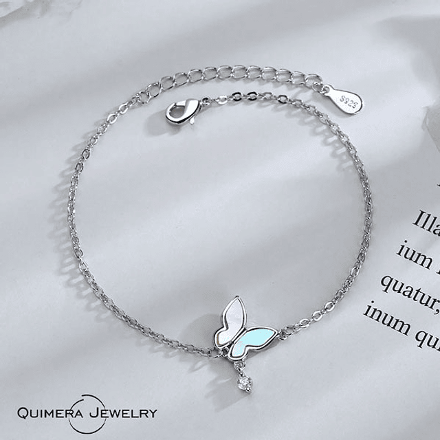 Pulsera mariposa nacarado plata s925 mujer