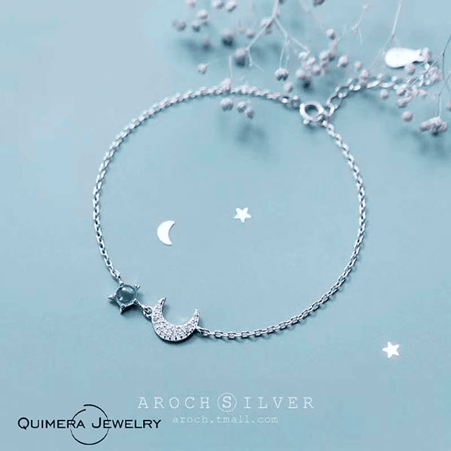 Pulsera luna plata S925 mujer