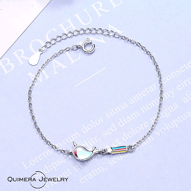 Pulsera ballena unicornio plata S925