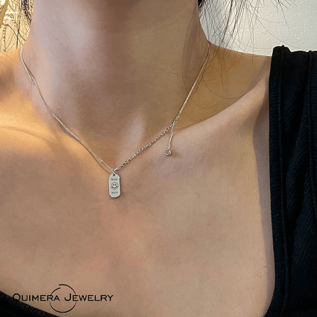 Collar emoji sonriendo plata S925 mujer