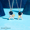 Collar astronautas sol y luna plata S925 pareja