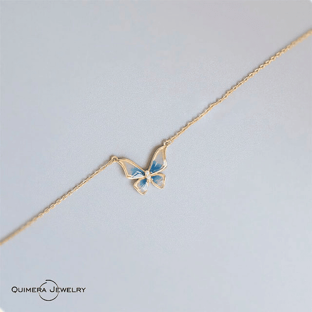 Collar mariposa azul gold plata S925 mujer