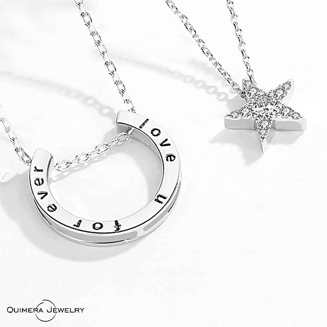 Collares estrella y luna juramento love u forever parejas