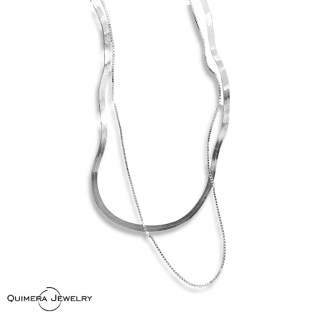 Collar doble cadena de serpiente plata S925 mujer