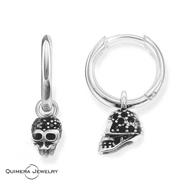 Aretes calavera con micro incrustaciones S925 mujer