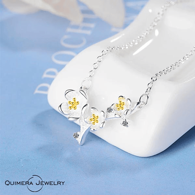 Collar flor de loto amarilla plata S925 mujer