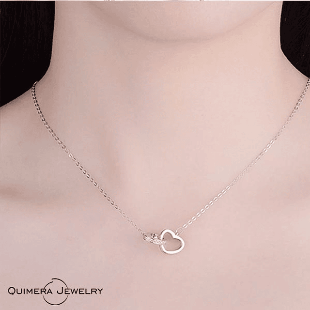 Collar corazones juntos plata S925 mujer