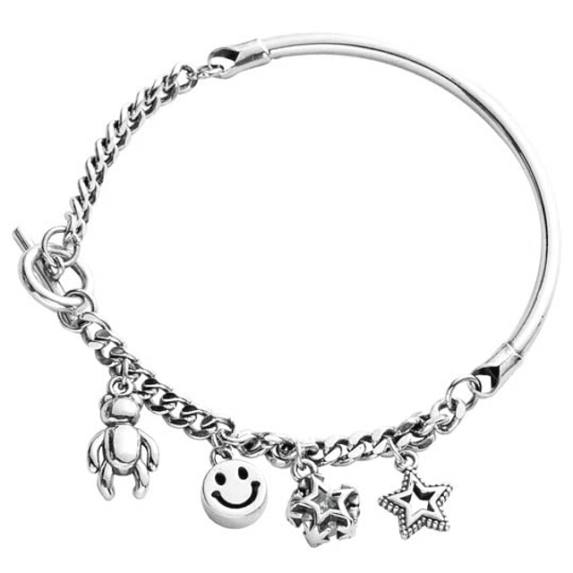 Pulsera dijes múltiples plata S925 mujer