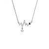 Collar electro cardiograma con zircon en Plata S925 Mujer