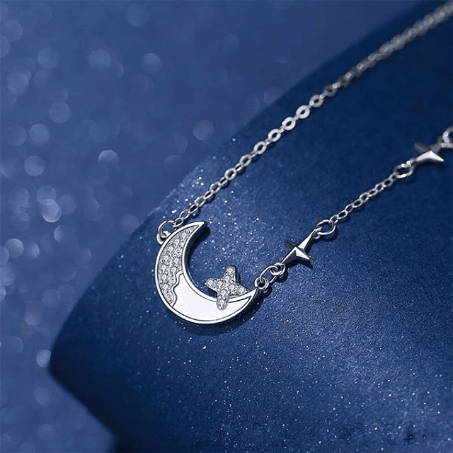 Collar luna y estrellas microincrustadas Plata S925 