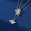 Collar astronauta y planeta con zircones pareja  S925