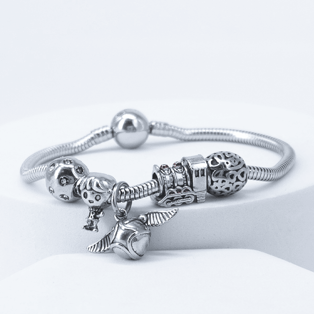 Pulsera tipo pandora harry potter acero inoxidable