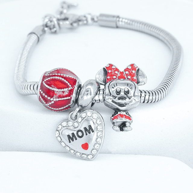 Pulsera ajustable charms minnie mouse acero inoxidable 