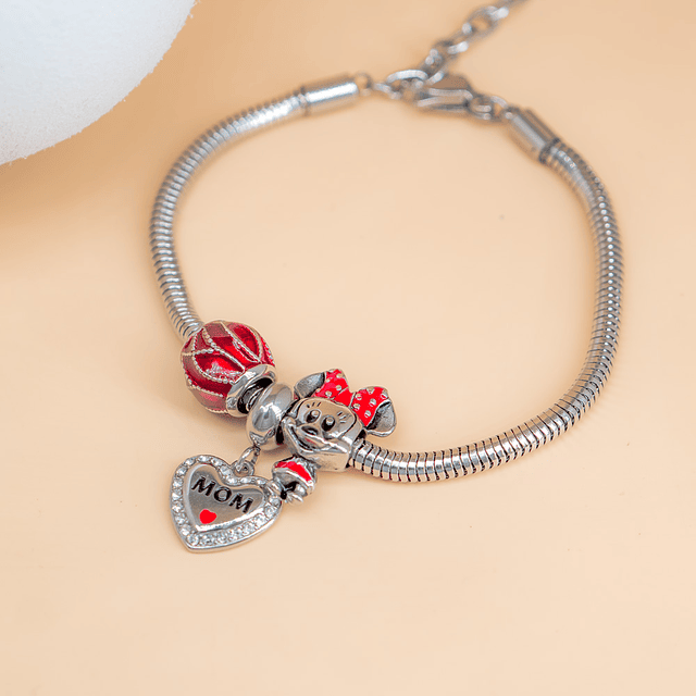 Pulsera ajustable charms minnie mouse acero inoxidable 