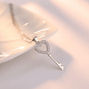 Collar llave de corazón micro incrustada Plata S925 mujer