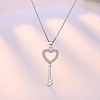 Collar llave de corazón micro incrustada Plata S925 mujer