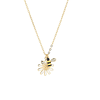 Collar flor margarita abeja con circón dorado Plata S925 mujer