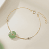 Conjunto piedra verde redonda en plata S925 mujer (Set collar, aretes, pulsera)