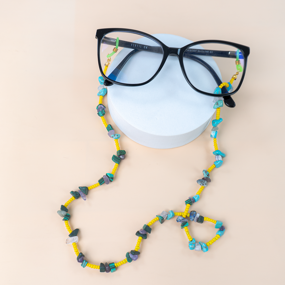 Sujetador gafas piedras amarilla/turquesa mujer