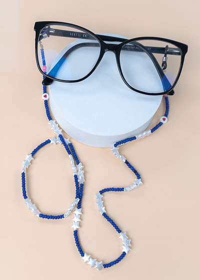 Sujetador gafas piedra azules