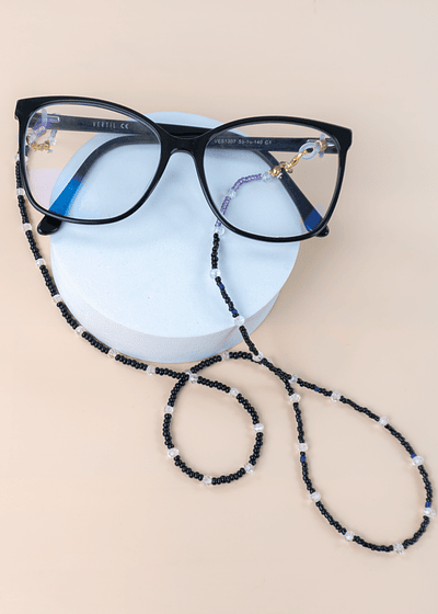 Sujetador gafas piedras negras mujer