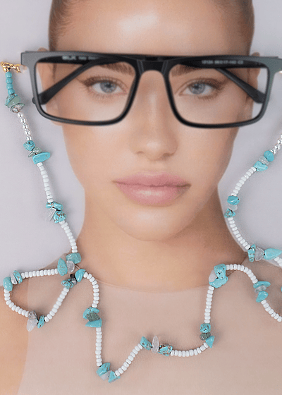 Sujetador gafas piedras turquesa mujer