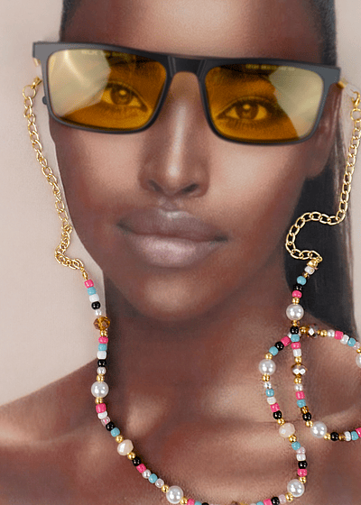 Sujetador gafas cadena con perlas mujer 