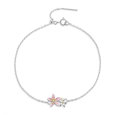 Pulsera flor de cerezo Plata Esterlina