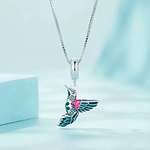 Collar colibrí multicolor elegante Plata Esterlina