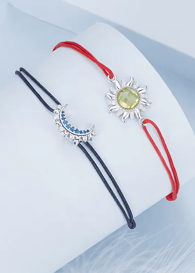 Pulseras sol y luna eclipse para parejas Plata Esterlina