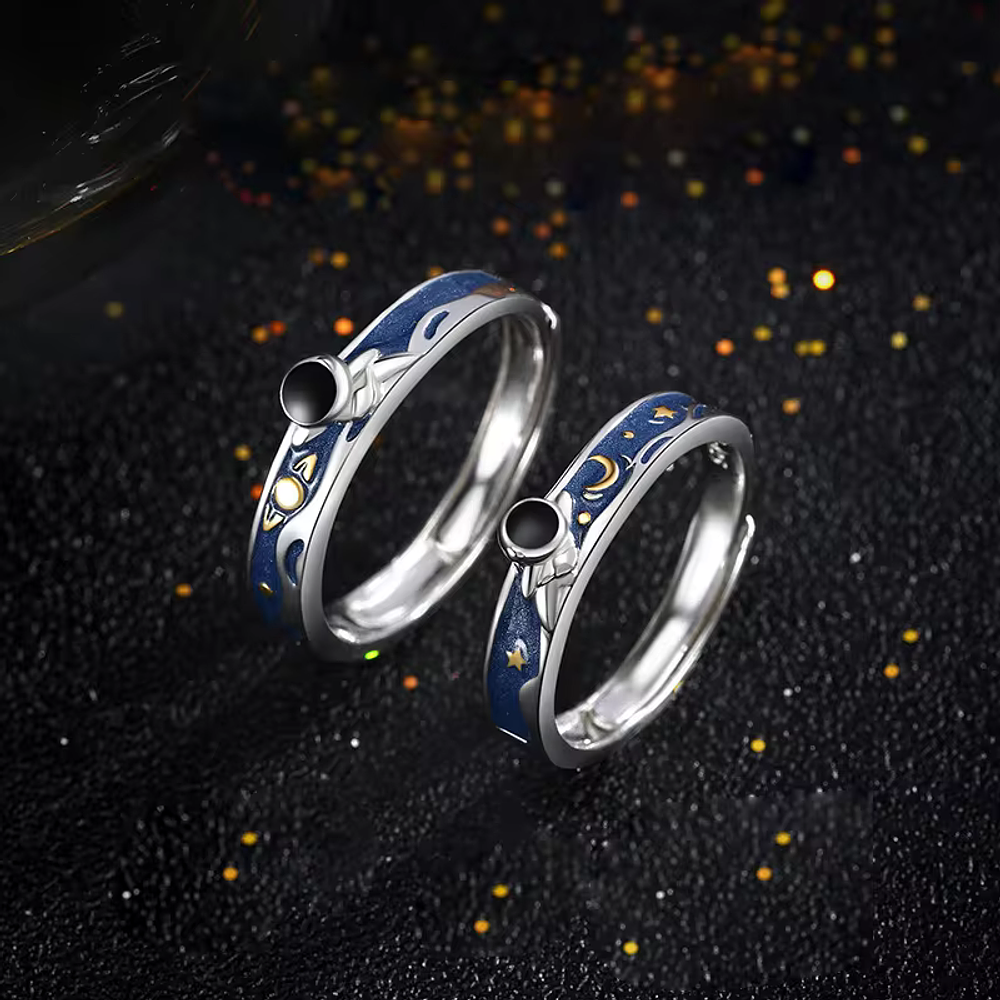 Anillos astronautas pareja