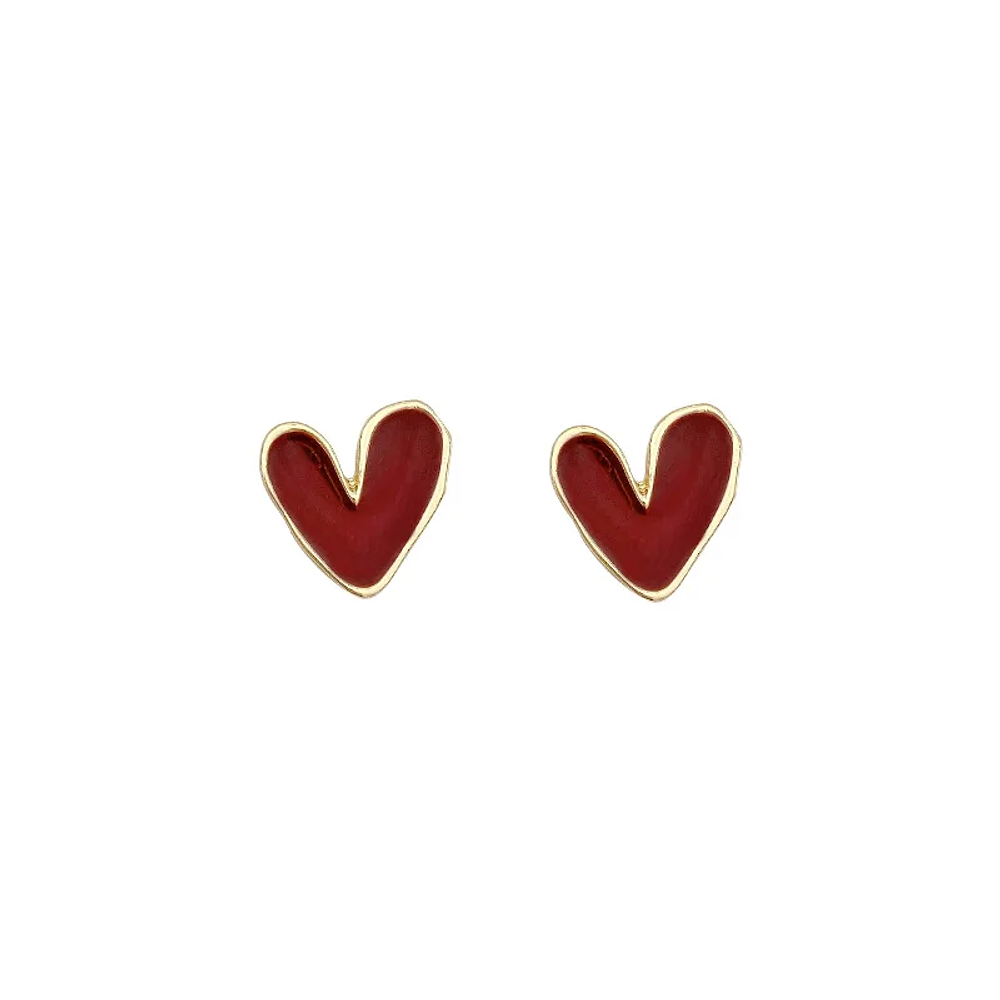 Aretes en forma de corazón rojo 