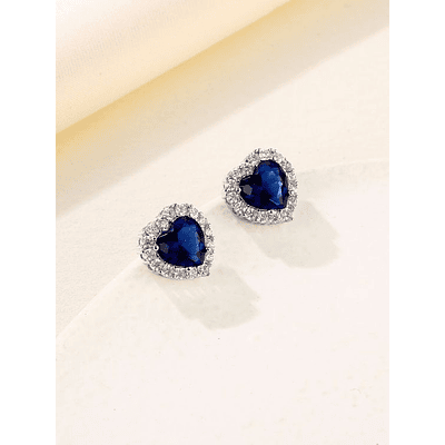 Aretes con forma de corazón azul