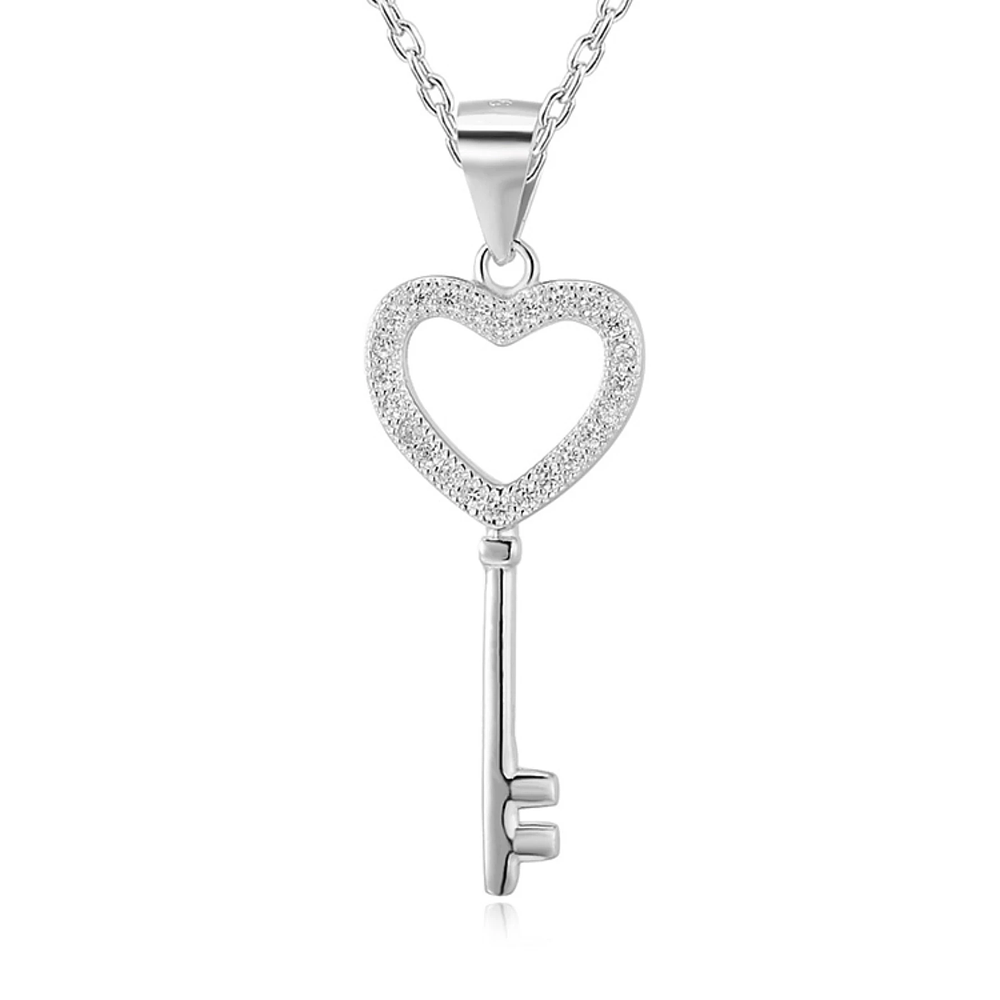 Collar llave de corazón micro incrustaciones