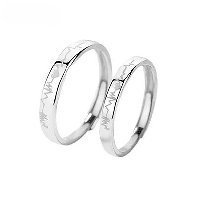 Anillos de ritmo cardiaco parejas Plata Esterlina