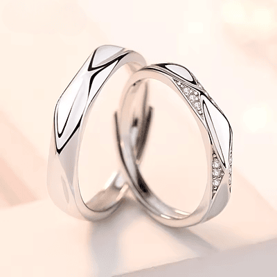 Anillos forma irregular para parejas Plata Esterlina