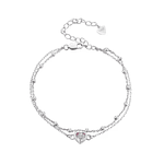 Pulsera doble capa corazón rosa Plata Esterlina