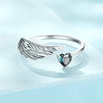 Anillo ala y corazón de circón Plata Esterlina