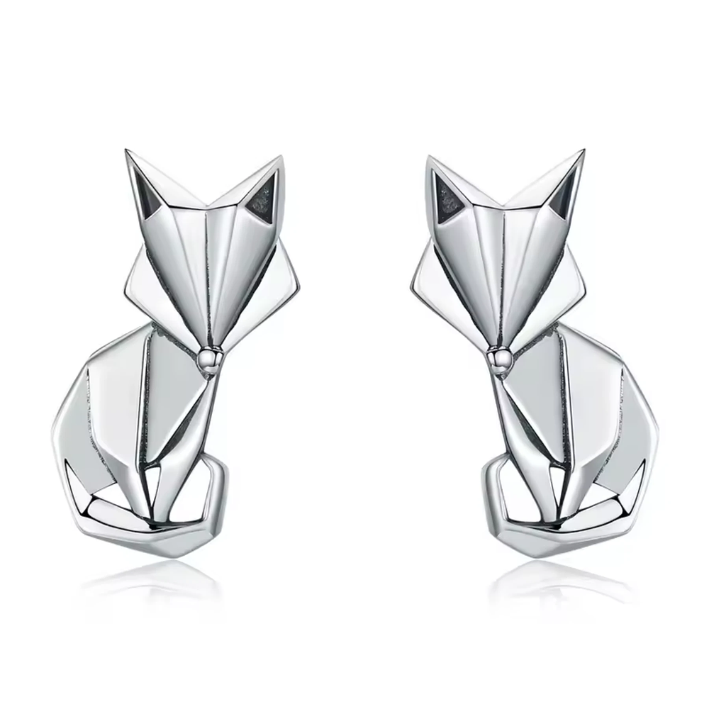 Aretes de zorro pequeño Plata Esterlina